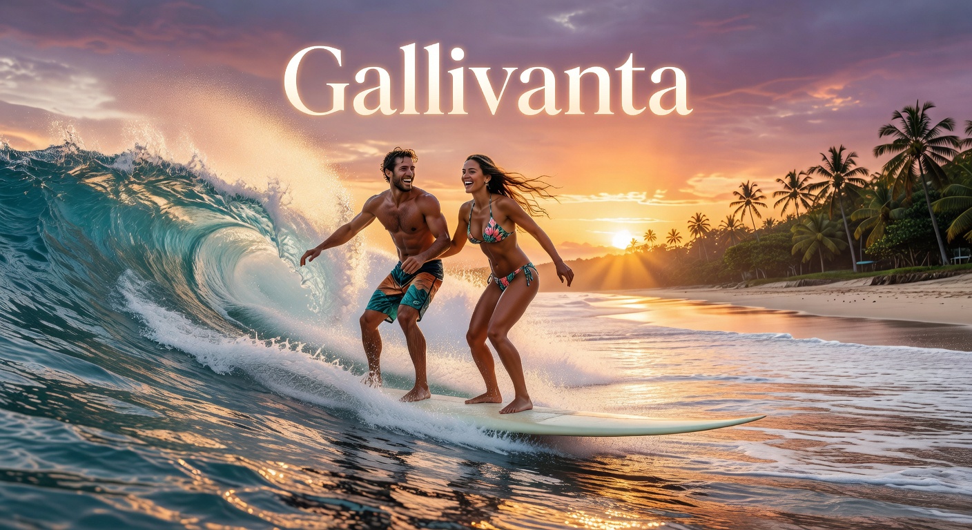 Costa Rica beach sunset date scene with warm golden-hour chemistry