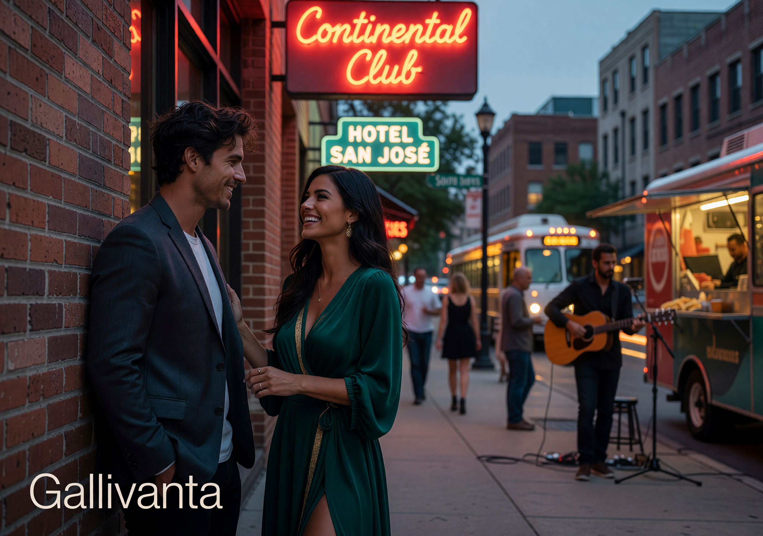 South Congress date-night scene with neon glow and walkable Austin energy
