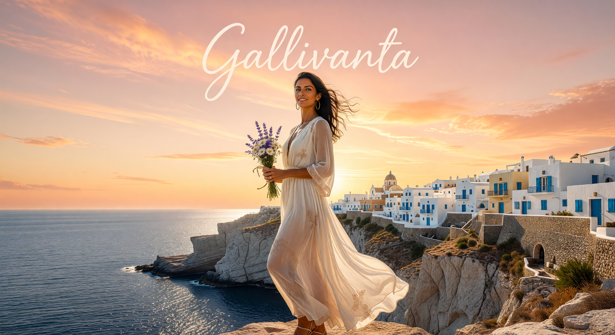 Romantic things to do solo featured image of a woman at sunset on a coastal cliff
