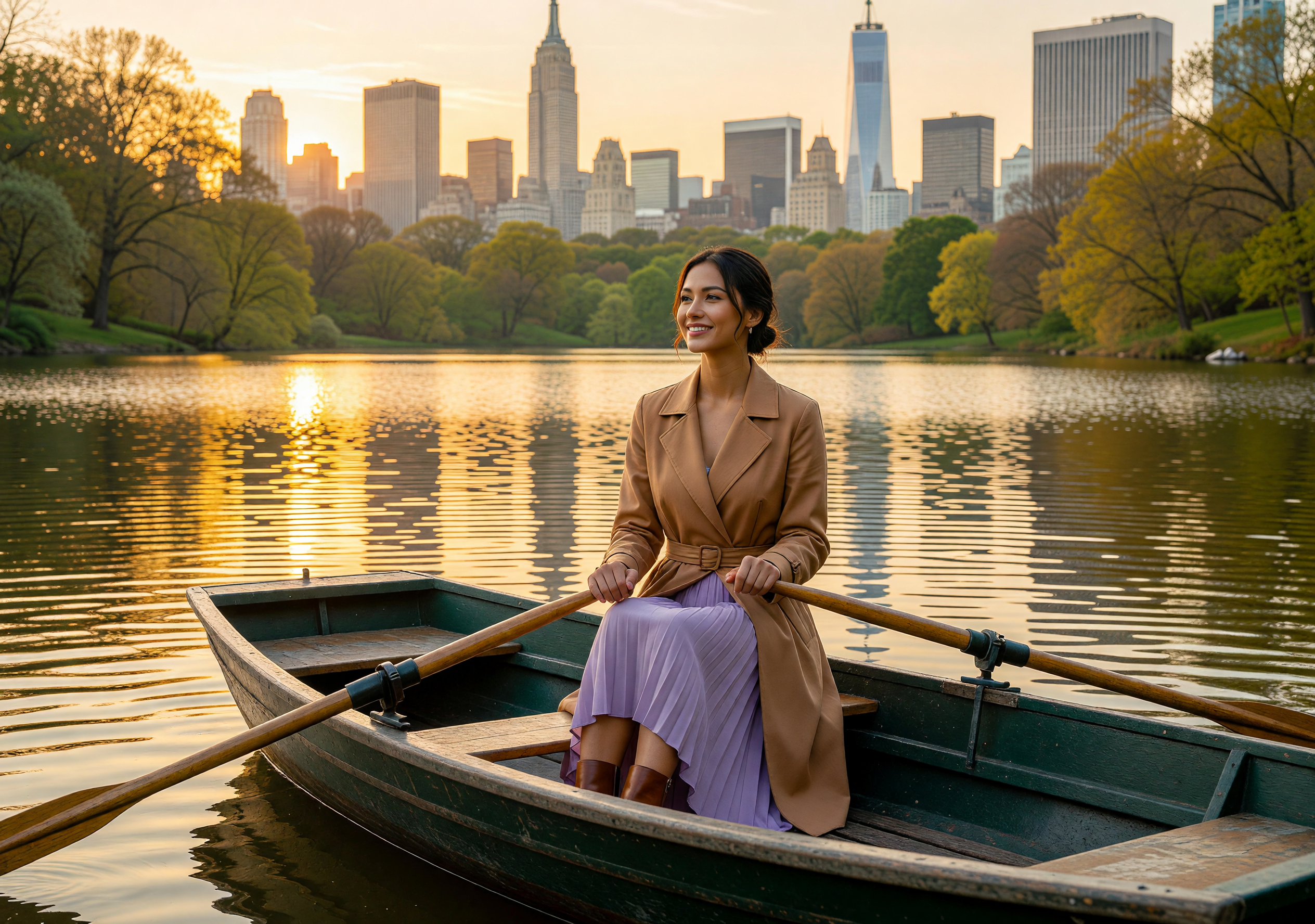 New York evening date scene with skyline and rooftop mood