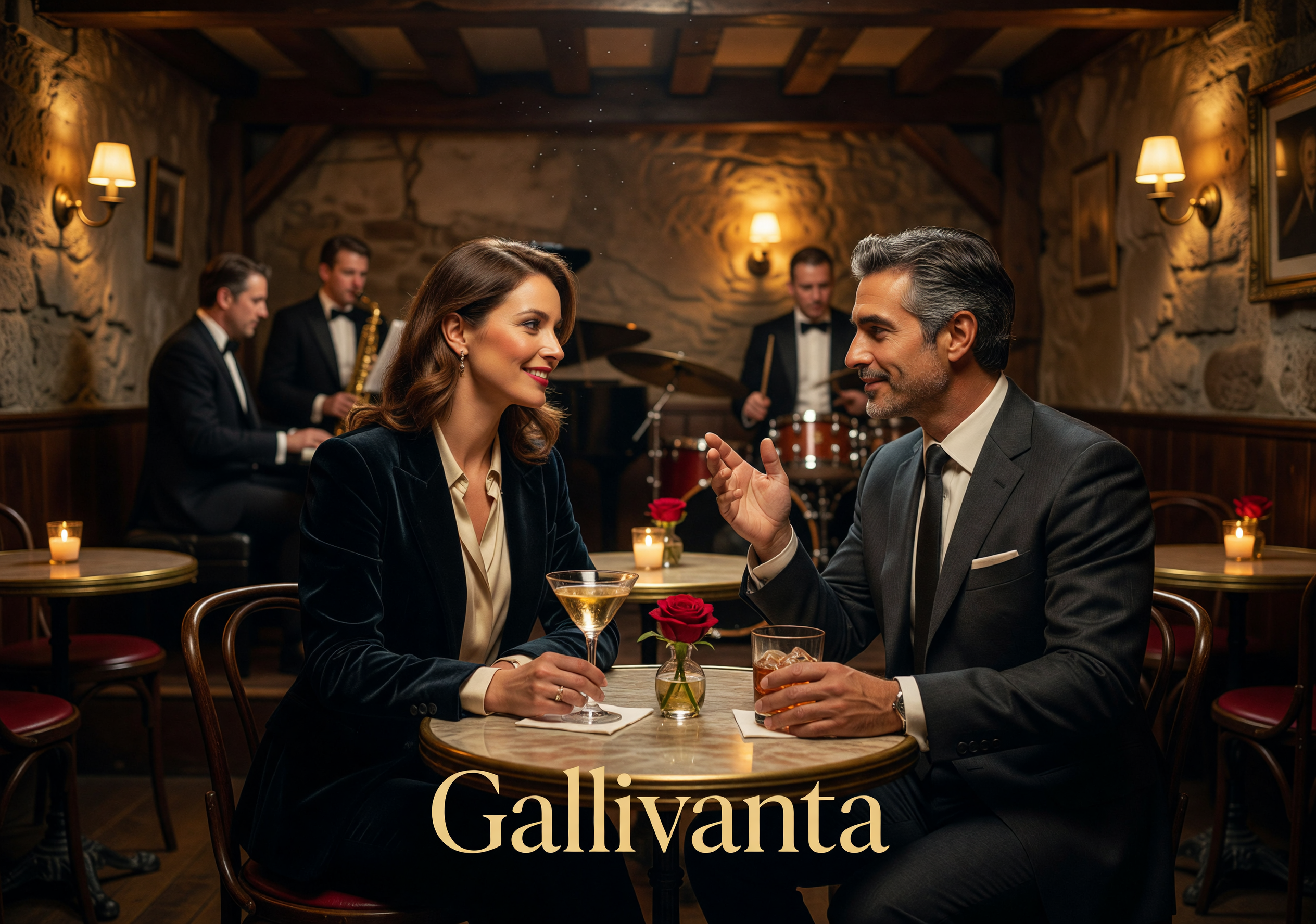 Paris nightlife scene with low light and romantic cocktail energy