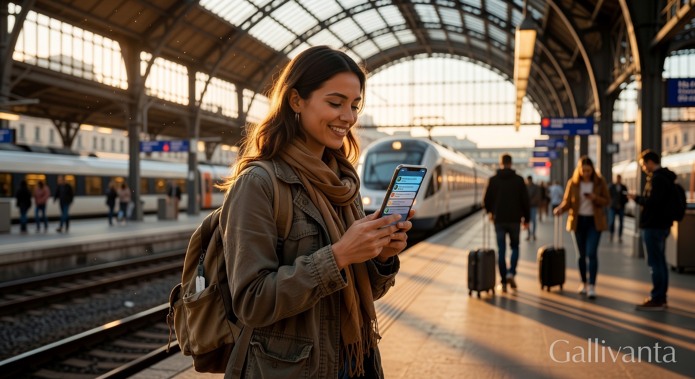 Meet People While Traveling Solo Solo traveler using travel apps at a scenic location