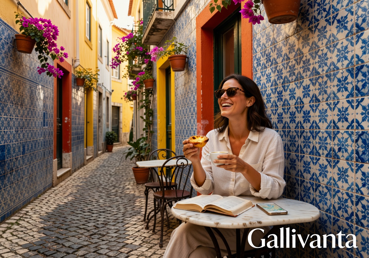 10 Best Solo Travel Destinations 2026 2 Solo traveler enjoying pastel de nata at a sunlit Lisbon café, one of the best solo travel destinations 2026