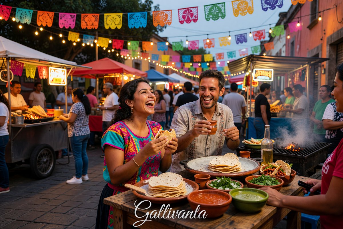 Solo travel dating connection over street food and mezcal at Oaxaca night market