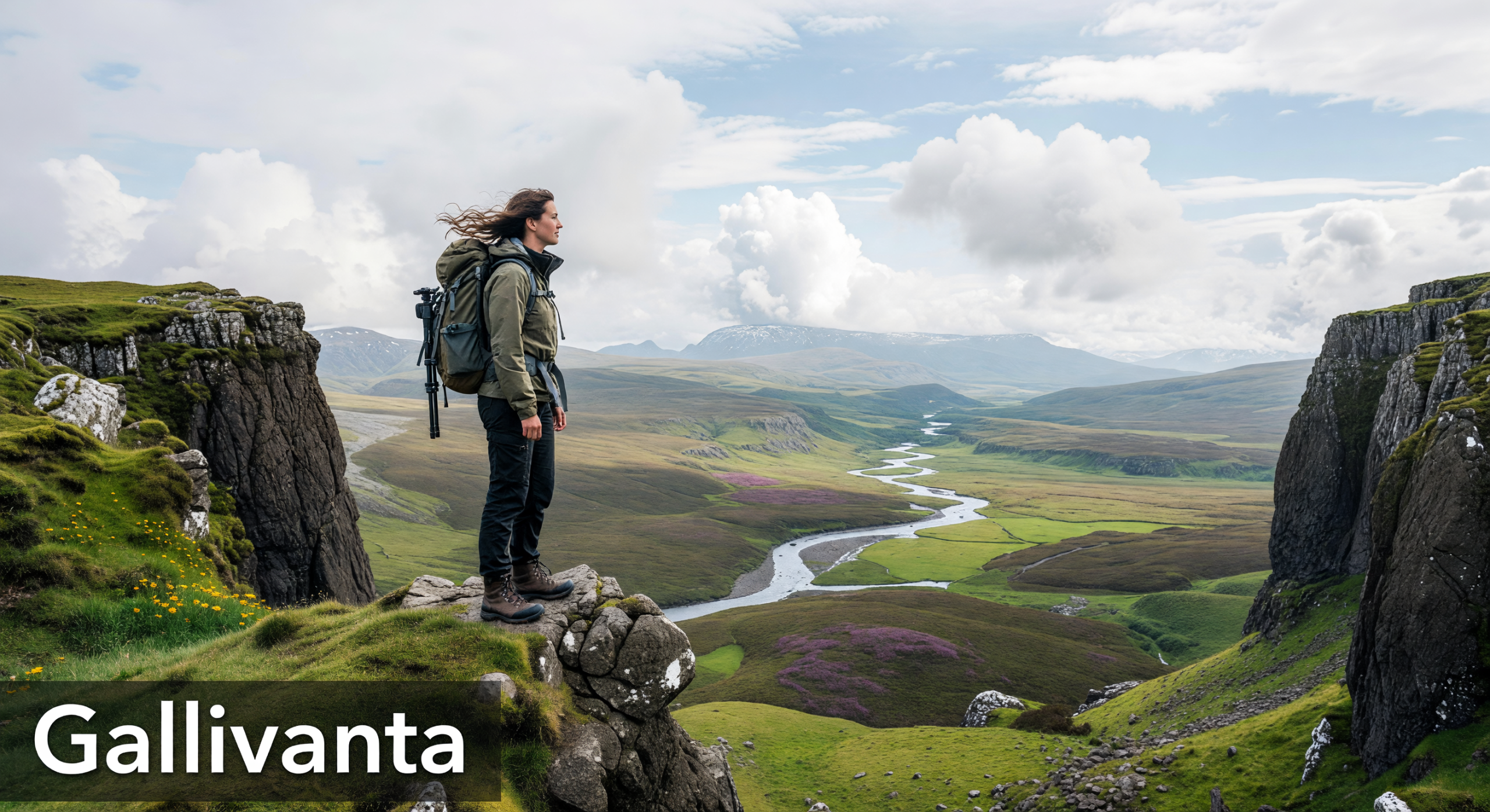 Solo traveler facing a vast European natural landscape
