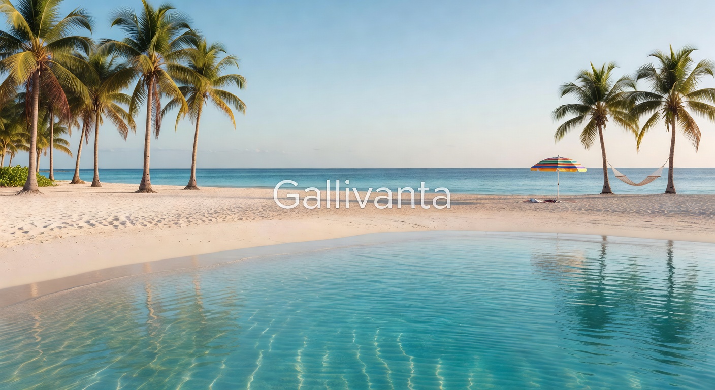 Palm-framed calm turquoise water at Playa Buyé in Puerto Rico with Gallivanta branding. Exploring the Best Beaches in Puerto Rico