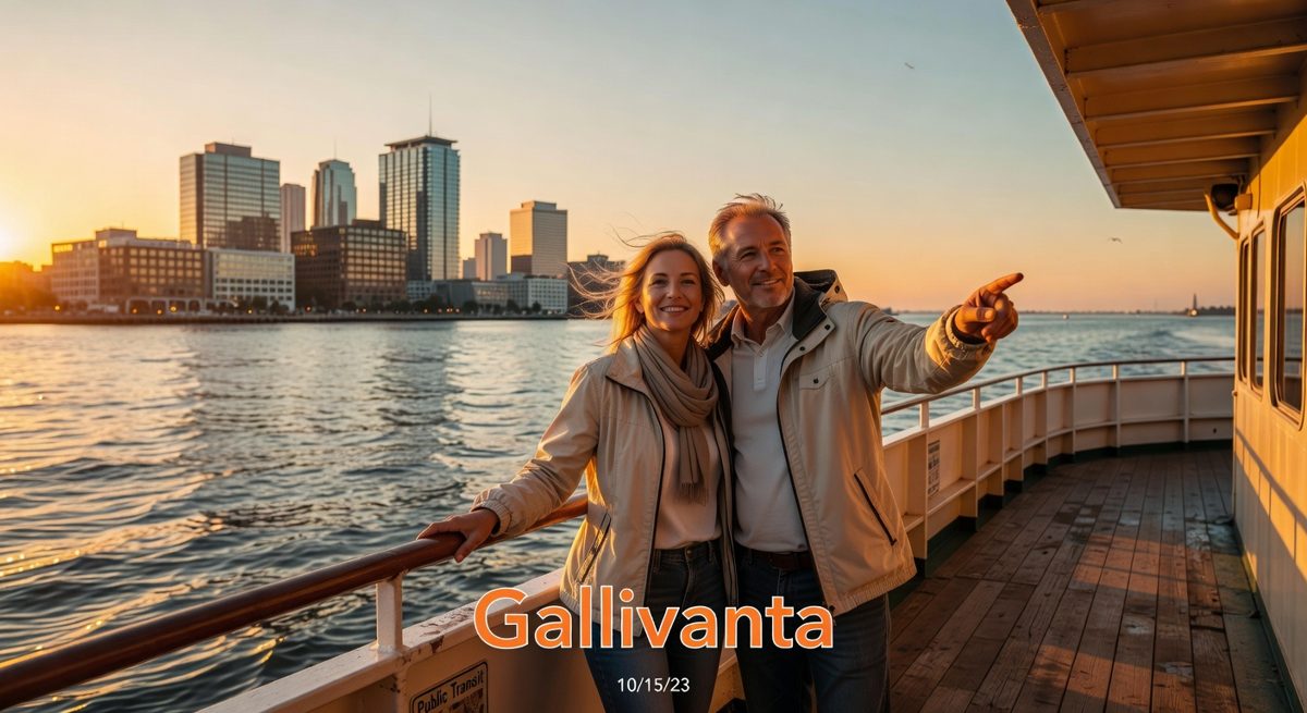 Travelers taking a scenic ferry ride as a slow travel date idea.