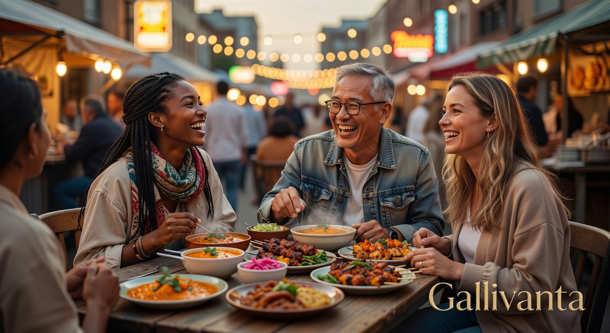 Solo travelers bonding on a food tour during a group travel experience.