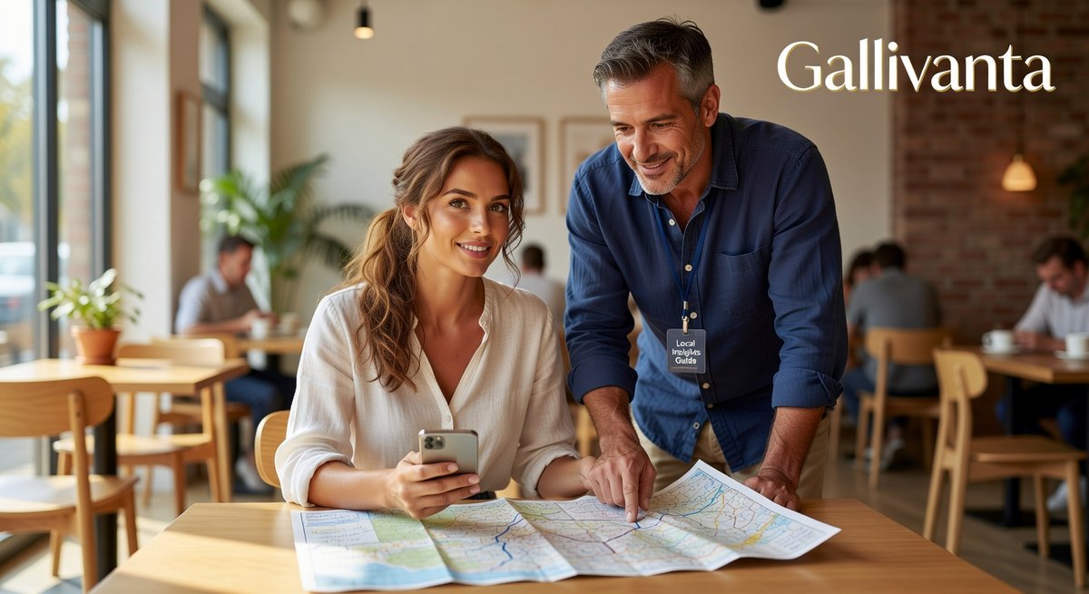 Solo female traveler checking group tour safety details before booking.