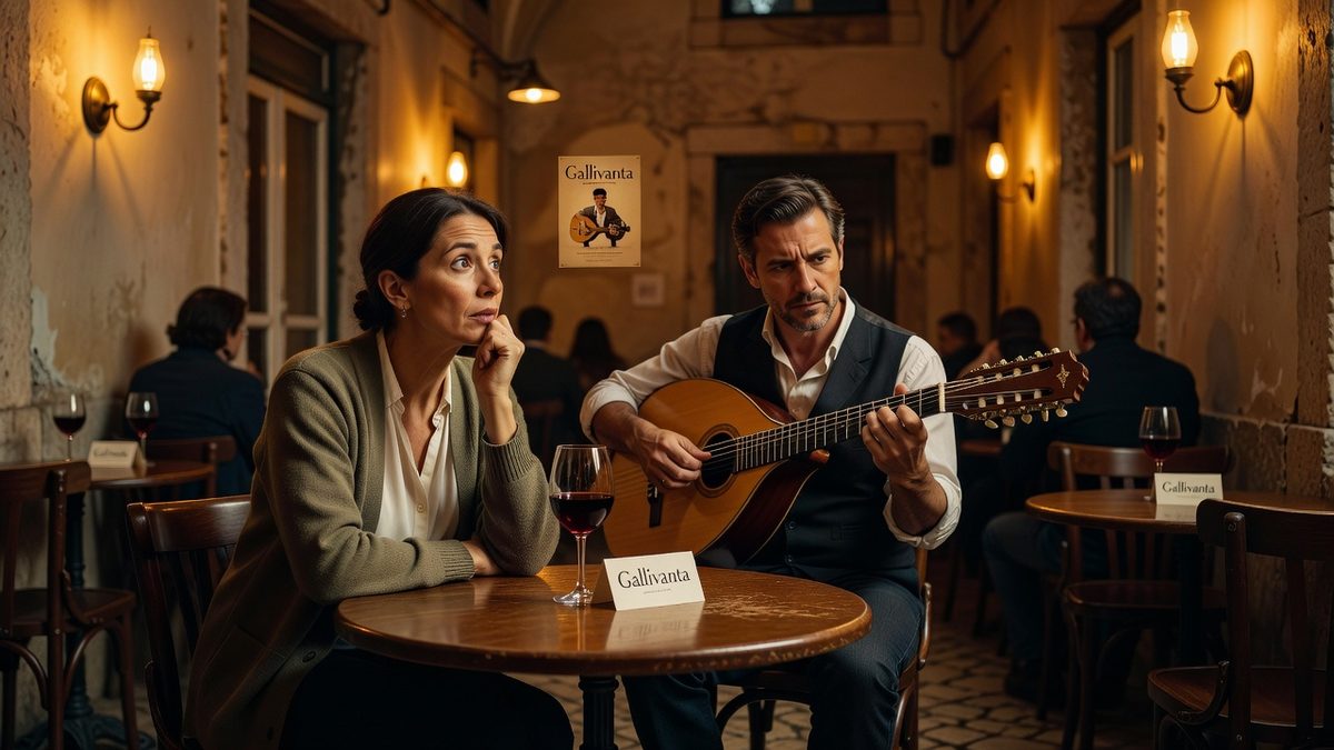 Solo traveler enjoying a fado night in Alfama as a romantic Lisbon solo date idea.